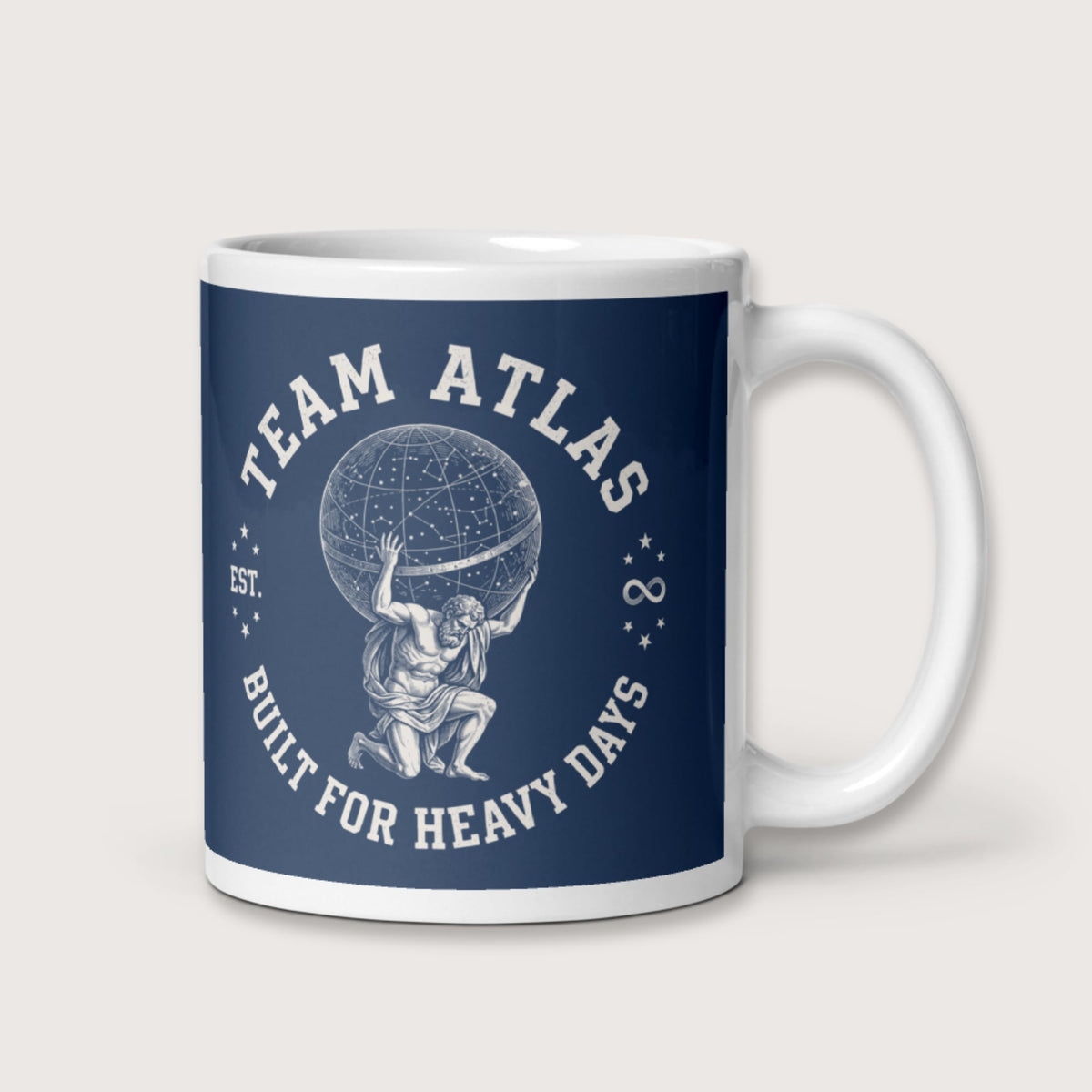 Team Atlas Built For Heavy Days Mug - history buff gift by HistoHead