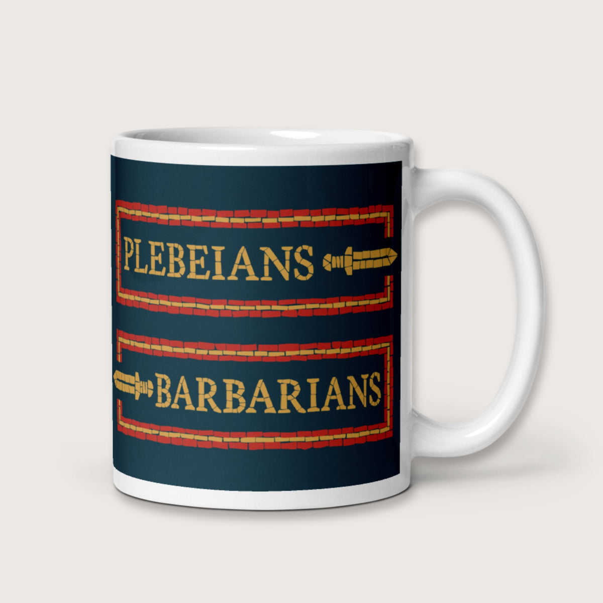Mosaic Plebeians or Barbarians Mug - history buff gift by HistoHead