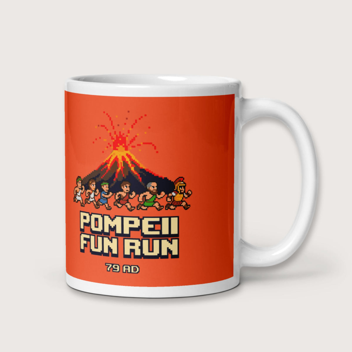Pompeii Fun Run Pixel Art Mug - history buff gift by HistoHead