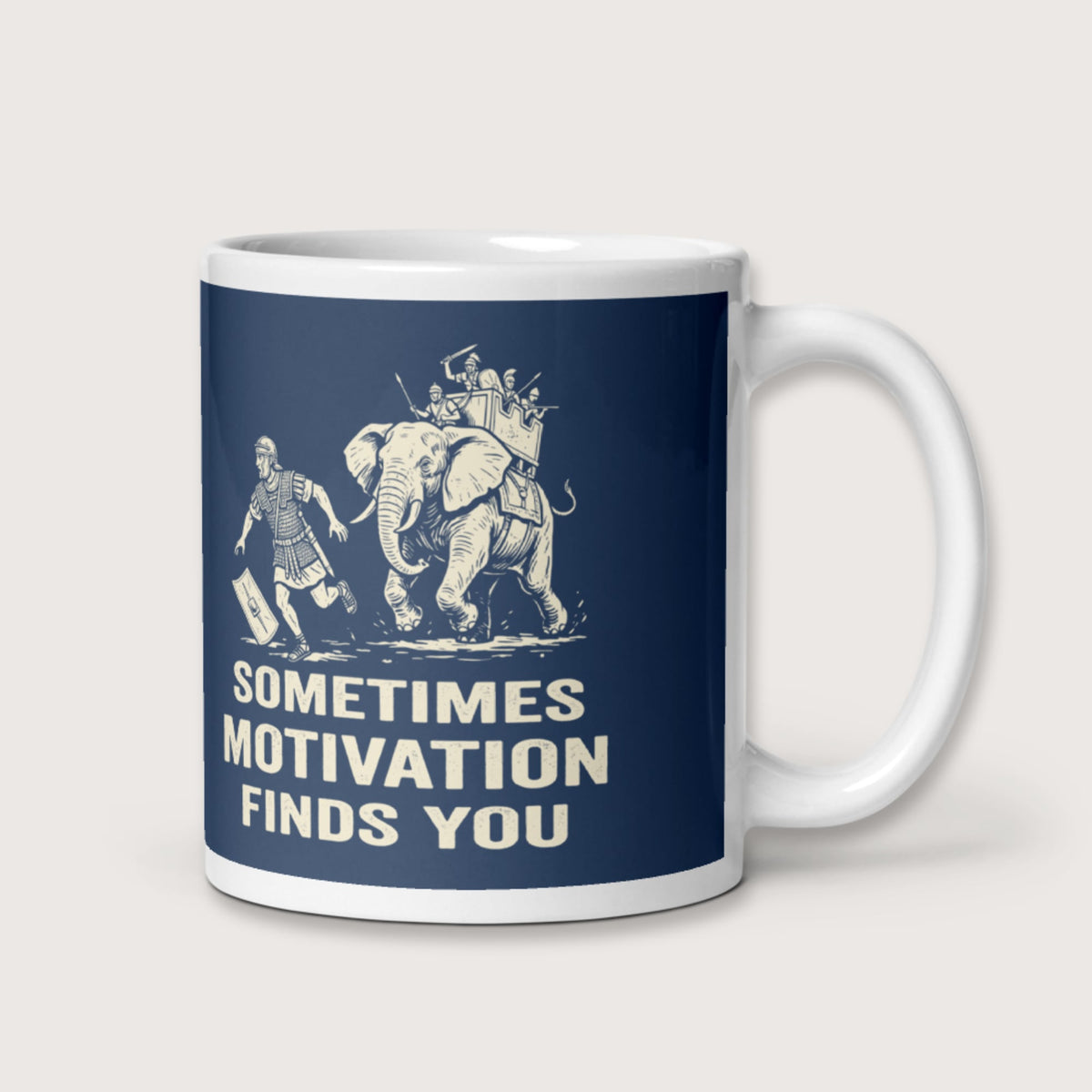 Motivation Finds You War Elephant Edition Mug - history buff gift by HistoHead