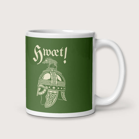 Hwæt Boar-Crested Helmet Mug - history buff gift by HistoHead