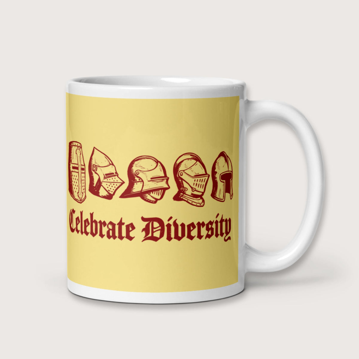 Celebrate Diversity Medieval Helmets Edition Mug - history buff gift by HistoHead