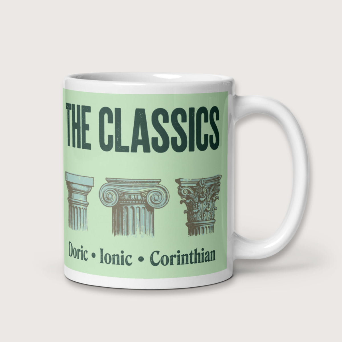 The Classics Doric Ionic Corinthian Mug - history buff gift by HistoHead
