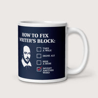 Shakespeare How to Fix Writer's Block Mug - history buff gift by HistoHead