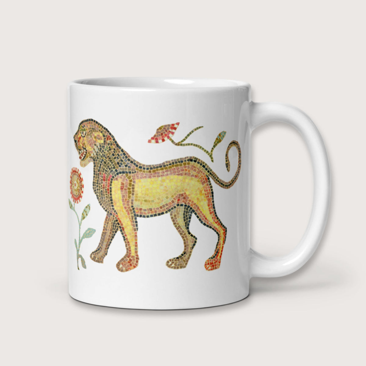 Ancient Roman Mosaic Lion Mug - history buff gift by HistoHead