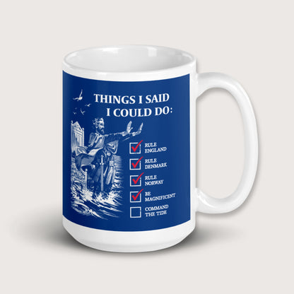 Cnut the Great Commanding the Tide Mug - history buff gift by HistoHead