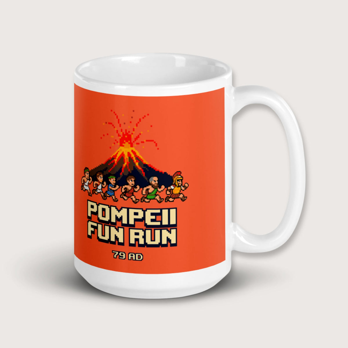 Pompeii Fun Run Pixel Art Mug - history buff gift by HistoHead