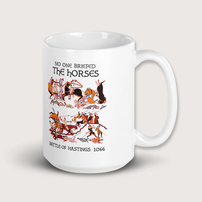 Bayeux Tapestry No One Briefed the Horses Mug - history buff gift by HistoHead