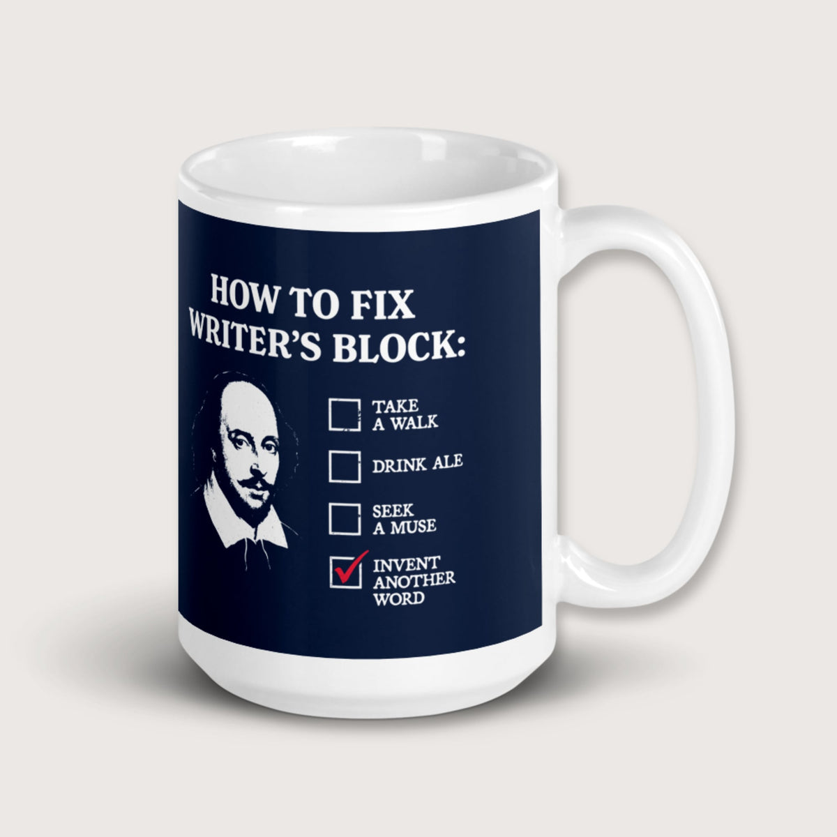 Shakespeare How to Fix Writer's Block Mug - history buff gift by HistoHead