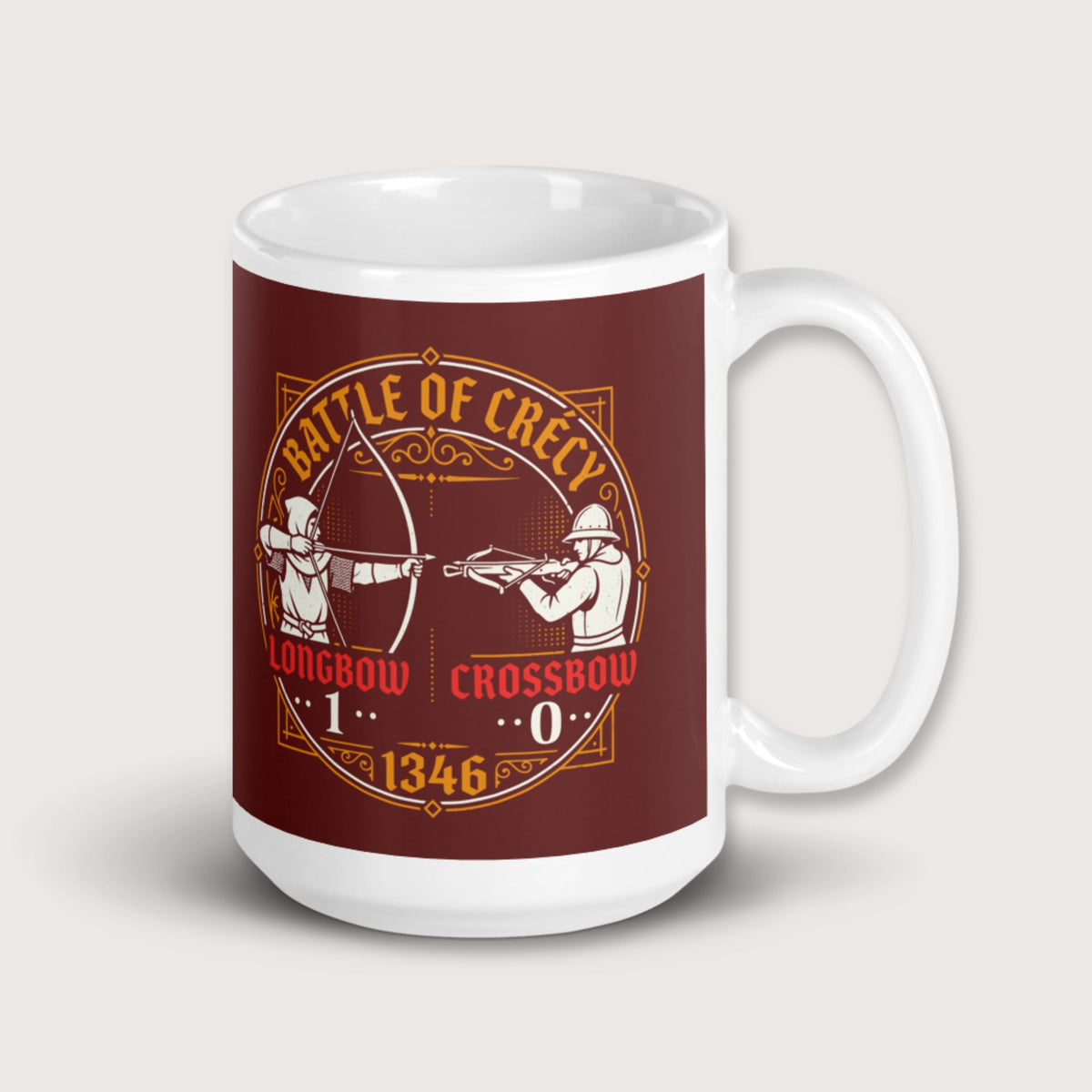 Battle of Crécy Longbow vs Crossbow Mug - history buff gift by HistoHead