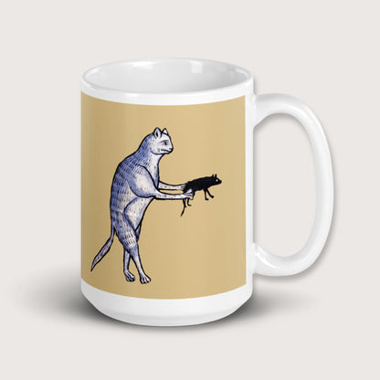 Weird Medieval Cat's Mouse-Gun Mug - history buff gift by HistoHead
