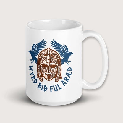 Wyrd Bið Ful Aræd Sutton Hoo Helmet Edition Mug - history buff gift by HistoHead