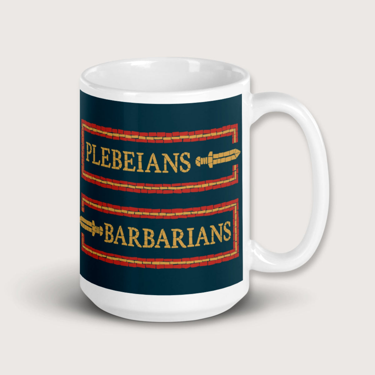 Mosaic Plebeians or Barbarians Mug - history buff gift by HistoHead