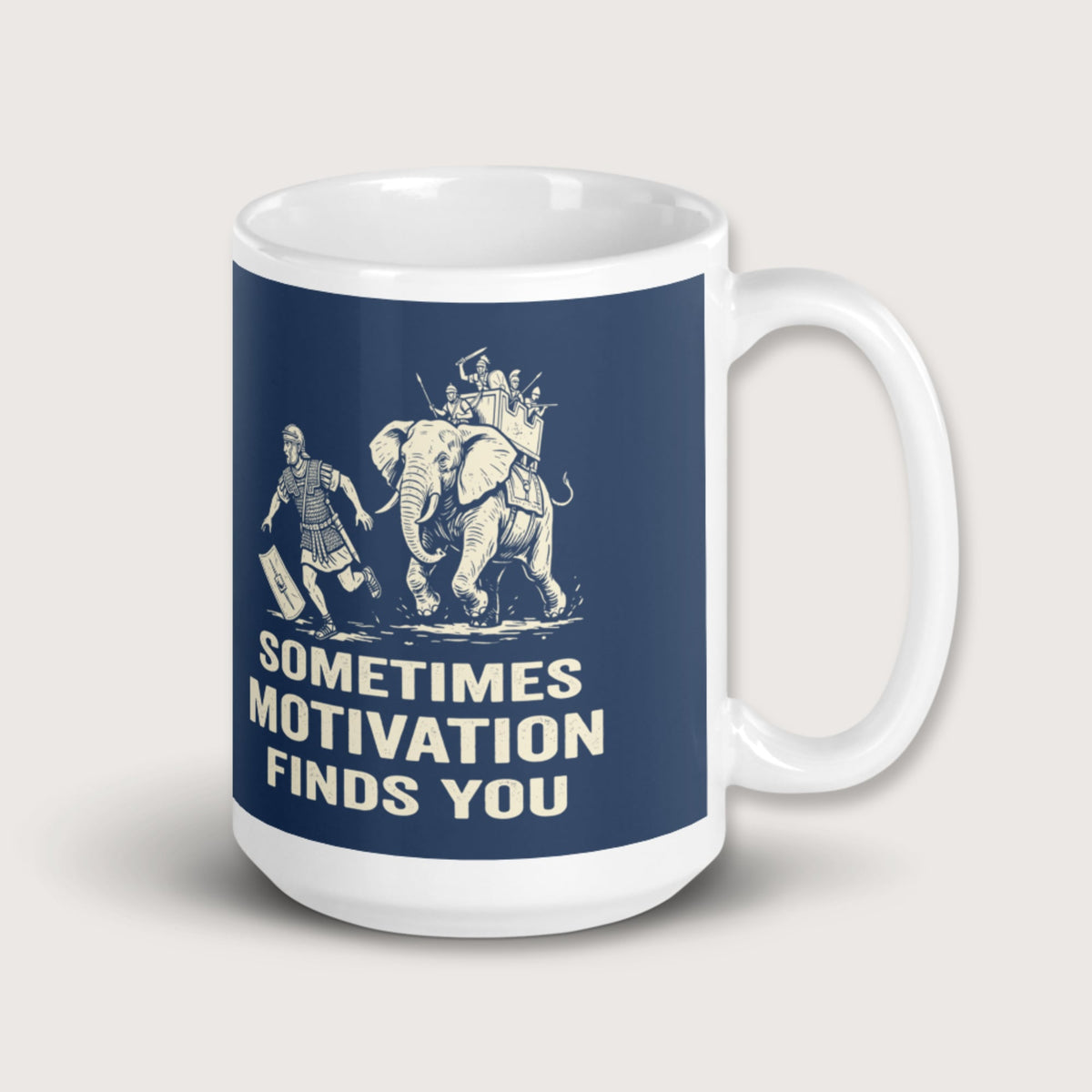 Motivation Finds You War Elephant Edition Mug - history buff gift by HistoHead