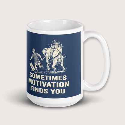 Motivation Finds You War Elephant Edition Mug - history buff gift by HistoHead