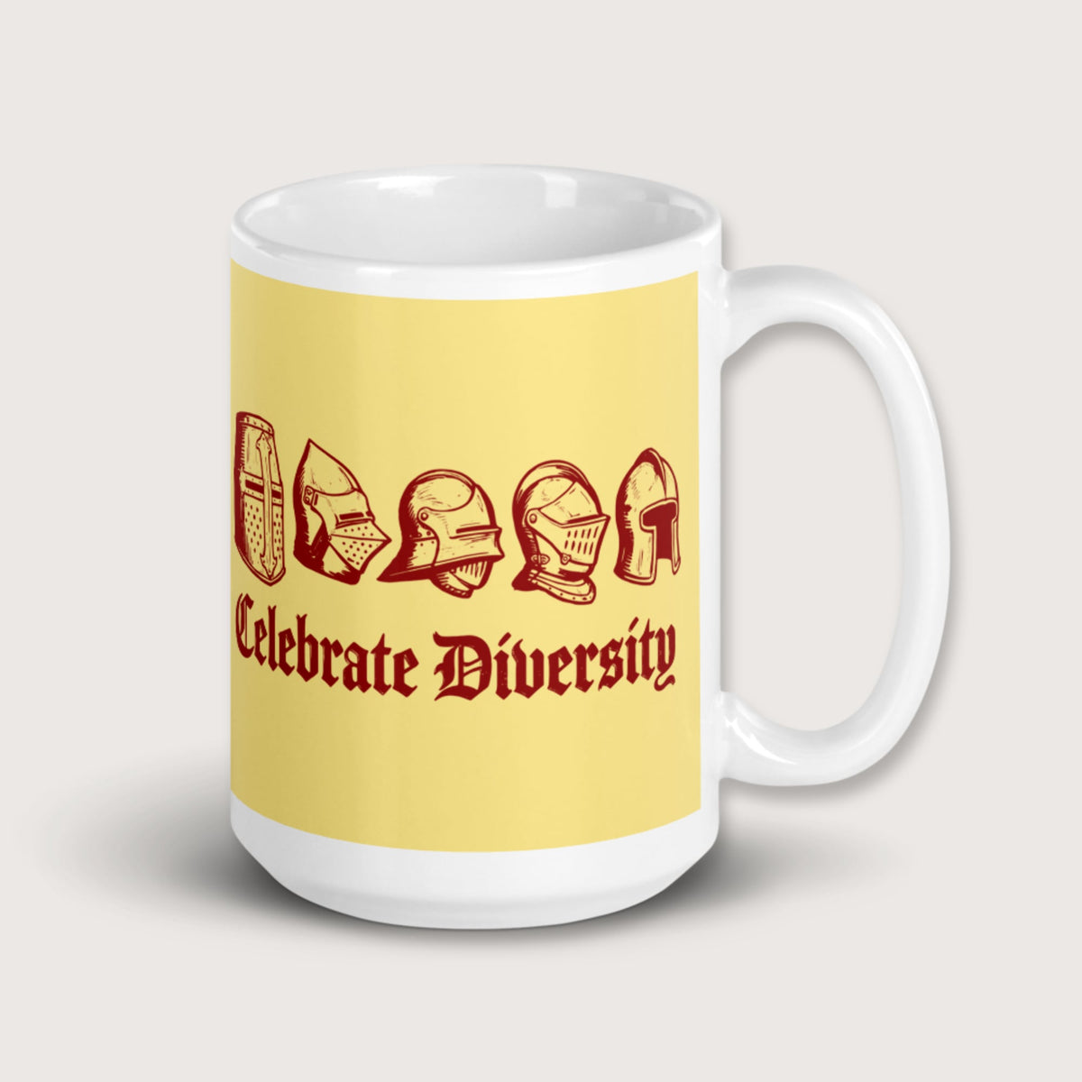 Celebrate Diversity Medieval Helmets Edition Mug - history buff gift by HistoHead