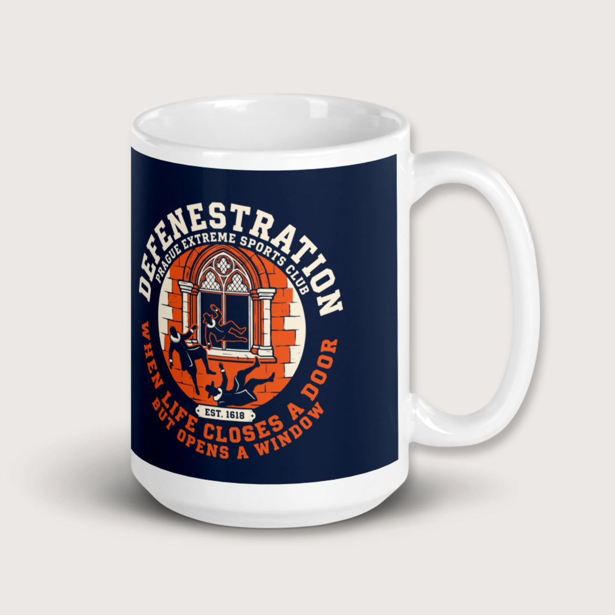 Defenestration Prague Extreme Sports Club Mug - history buff gift by HistoHead