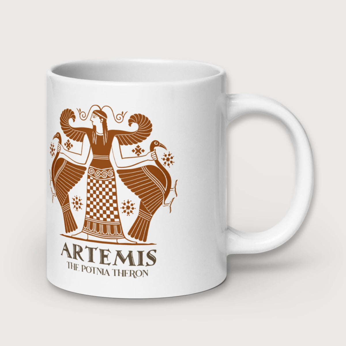 Artemis the Potnia Theron Pottery Art Mug - history buff gift by HistoHead