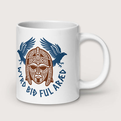 Wyrd Bið Ful Aræd Sutton Hoo Helmet Edition Mug - history buff gift by HistoHead