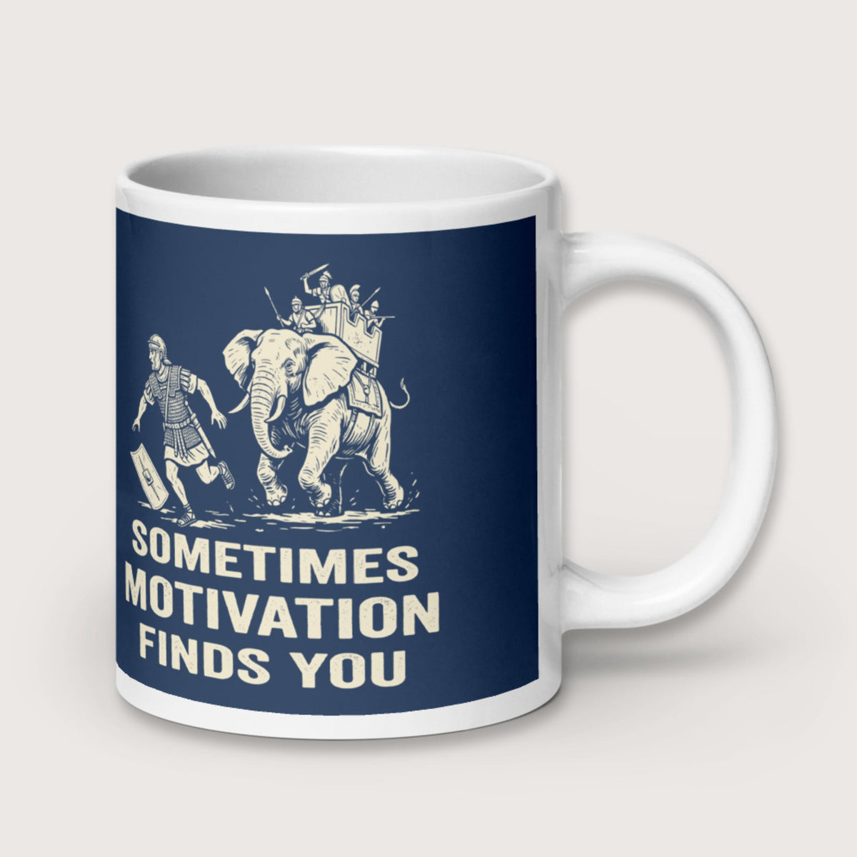 Motivation Finds You War Elephant Edition Mug - history buff gift by HistoHead
