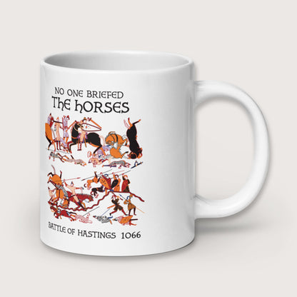 Bayeux Tapestry No One Briefed the Horses Mug - history buff gift by HistoHead