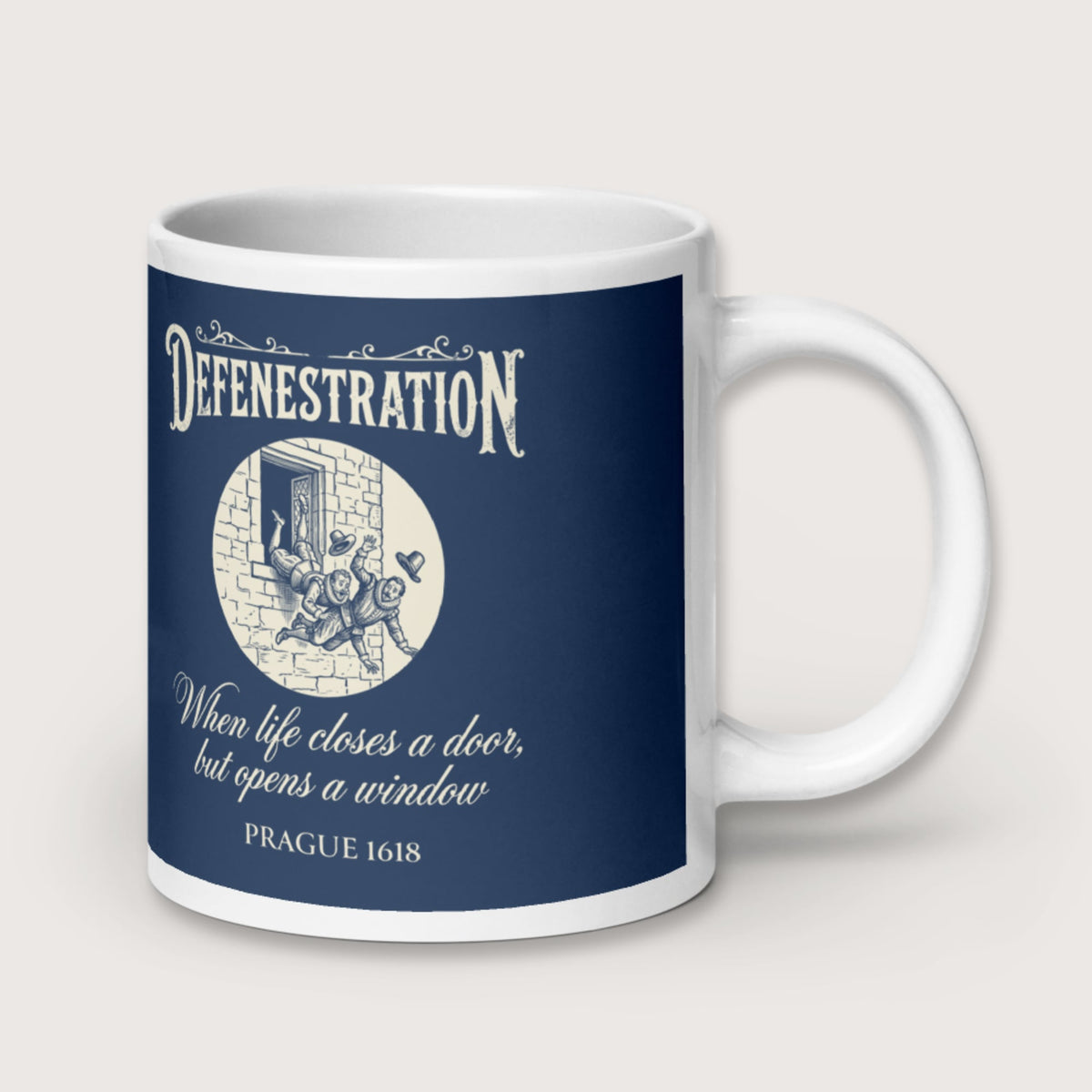 Defenestration When Life Closes A Door But Opens A Window Mug - history buff gift by HistoHead