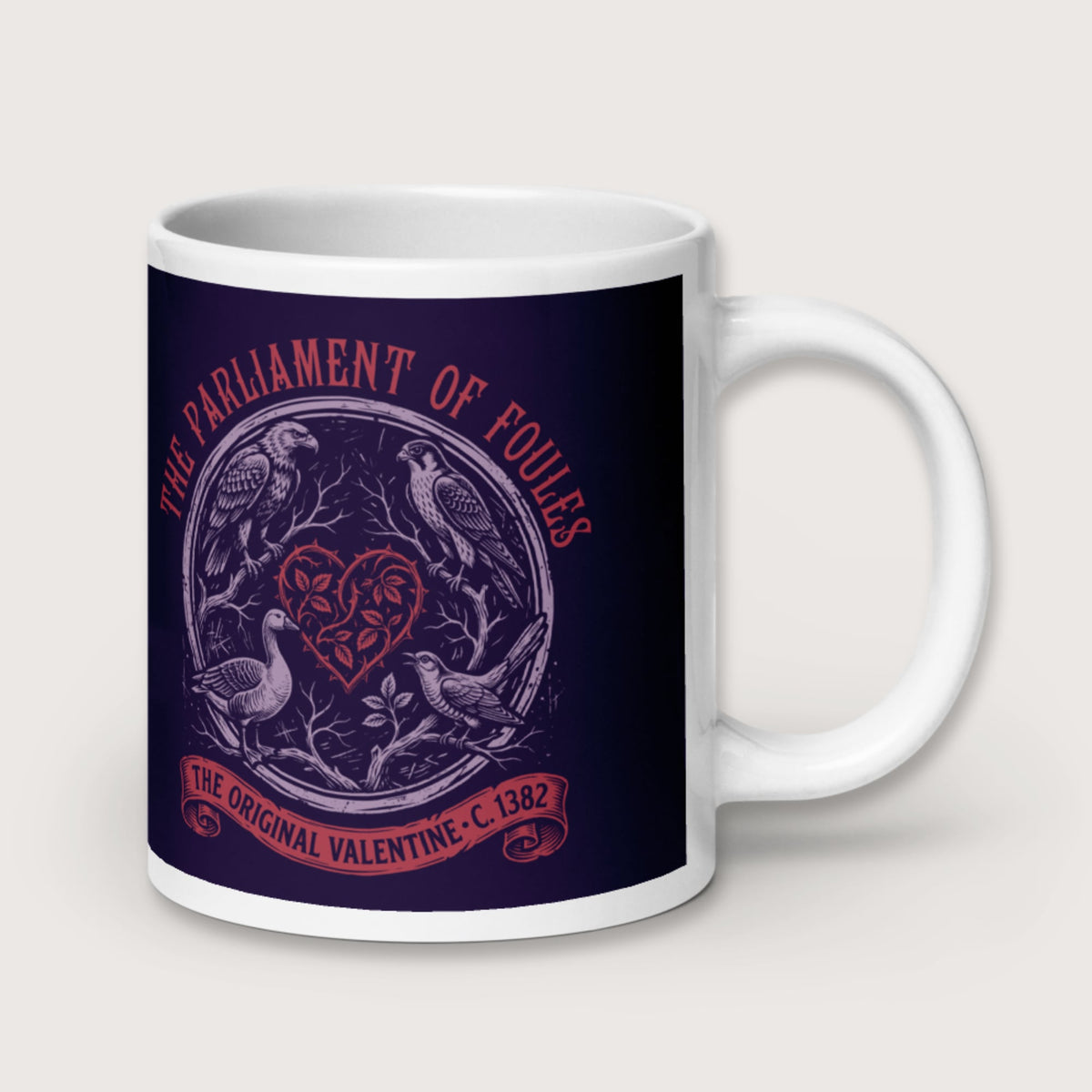 Chaucer Parliament of Foules Valentine Mug - history buff gift by HistoHead