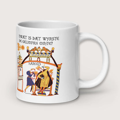 Bayeux Tapestry What's the Worst That Could Happen in Old English Mug - history buff gift by HistoHead