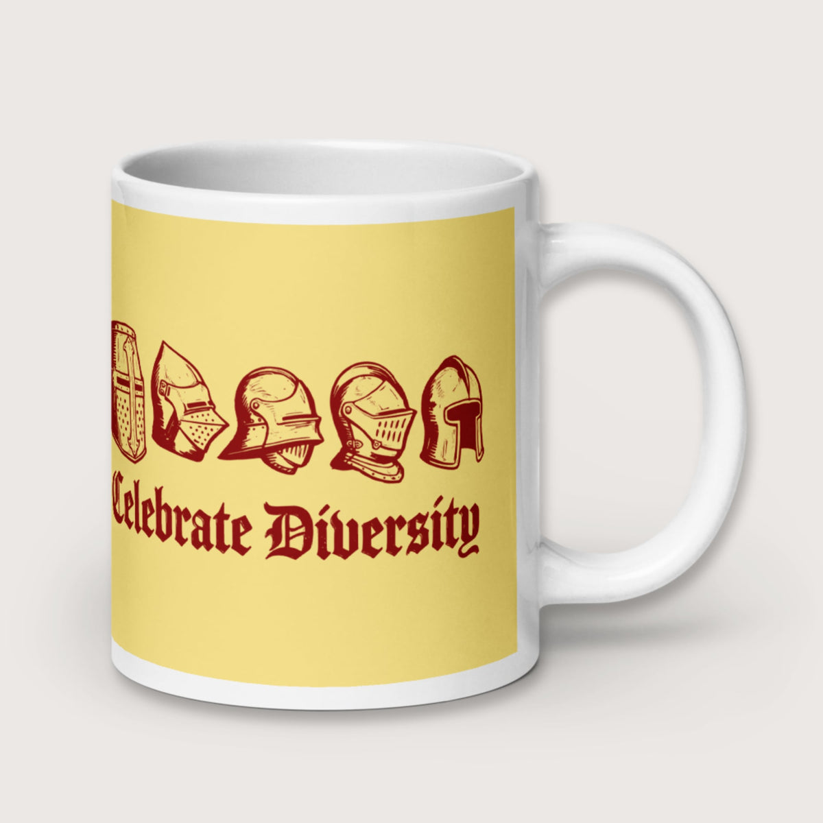 Celebrate Diversity Medieval Helmets Edition Mug - history buff gift by HistoHead