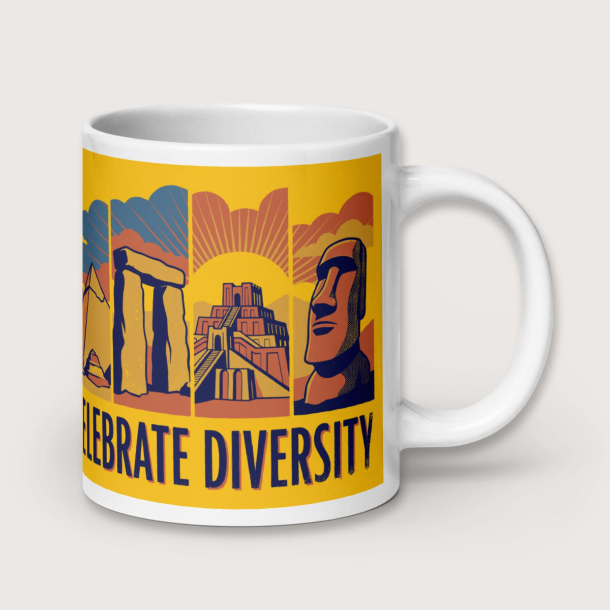 Celebrate Diversity Stone Wonders Edition Mug - history buff gift by HistoHead