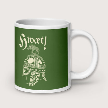 Hwæt Boar-Crested Helmet Mug - history buff gift by HistoHead