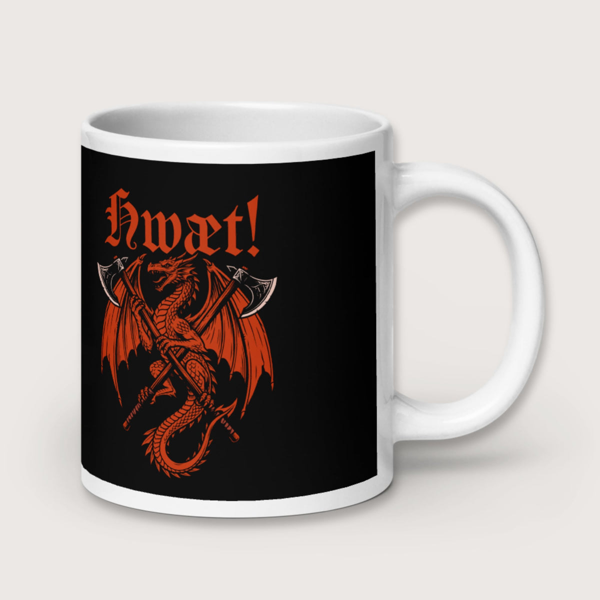 Hwæt Dragon Axe Mug - history buff gift by HistoHead