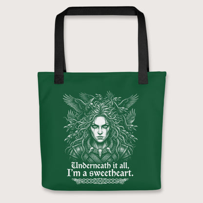 Black The Morrigan Underneath I'm a Sweetheart Bag - history buff gift by HistoHead