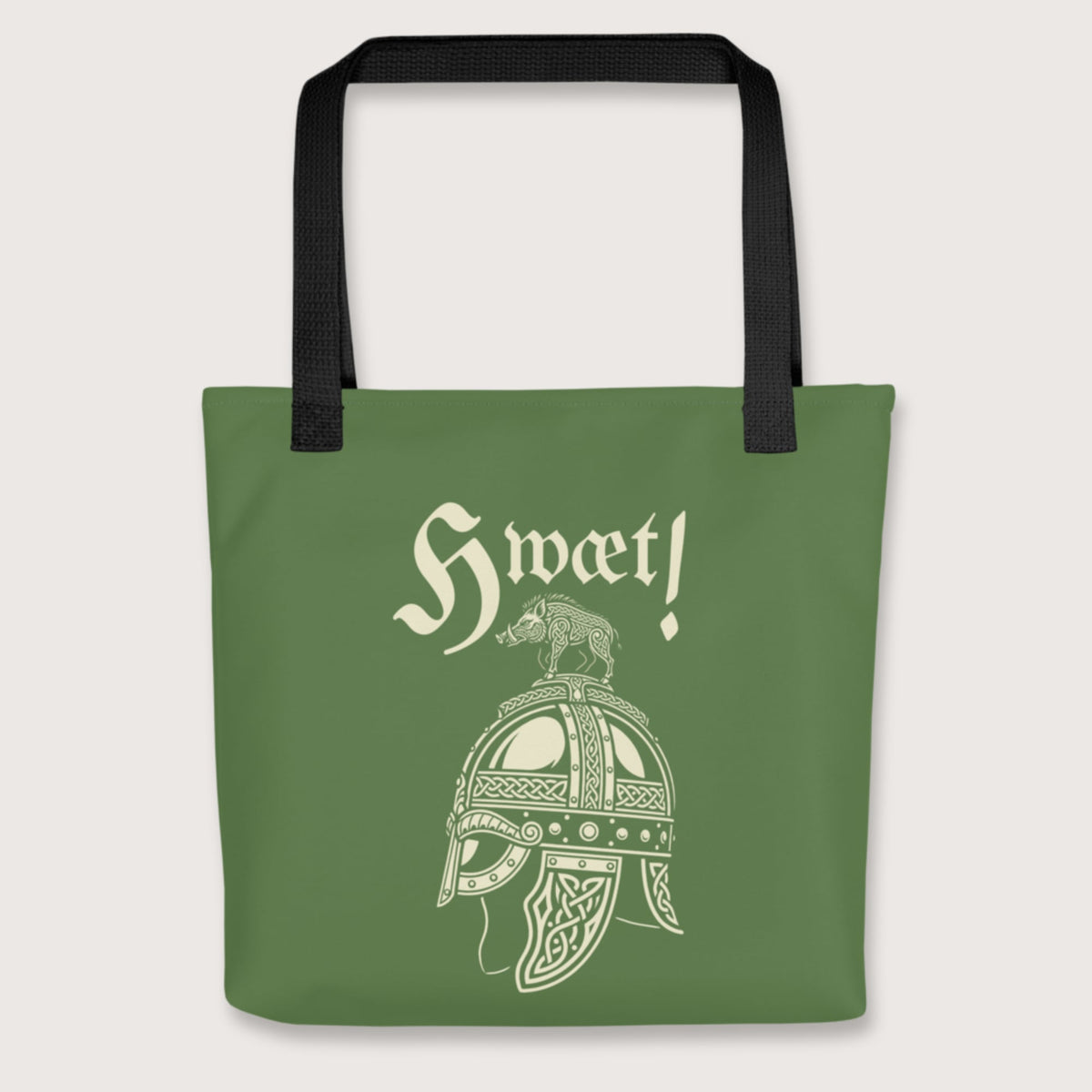 Black Hwæt Boar-Crested Helmet Bag - history buff gift by HistoHead