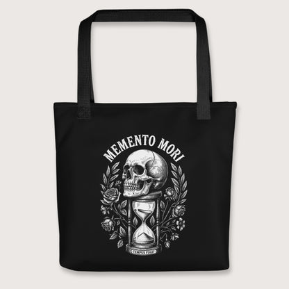 Black Memento Mori Tempus Fugit Bag - history buff gift by HistoHead