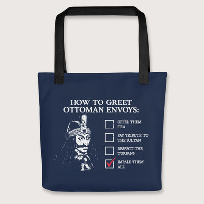 Black Vlad the Impaler How to Greet Guide Bag - history buff gift by HistoHead