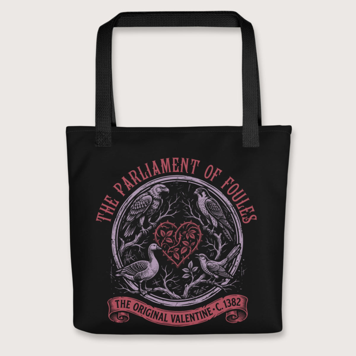 Black Chaucer Parliament of Foules Valentine Bag - history buff gift by HistoHead