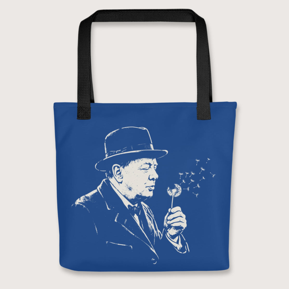 Black Winston Churchill Blowing Wishes Bag - history buff gift by HistoHead