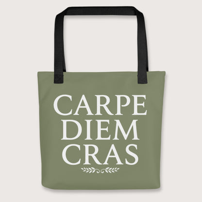 Black Seize the Day Tomorrow in Latin Bag - history buff gift by HistoHead