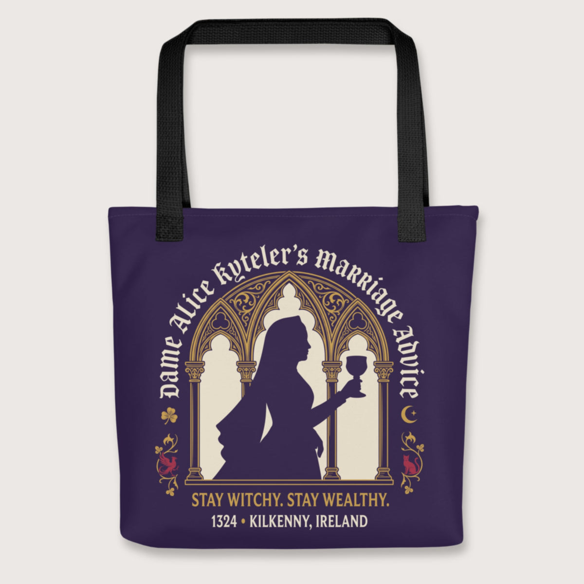 Black Alice Kyteler's Marriage Advice Bag - history buff gift by HistoHead
