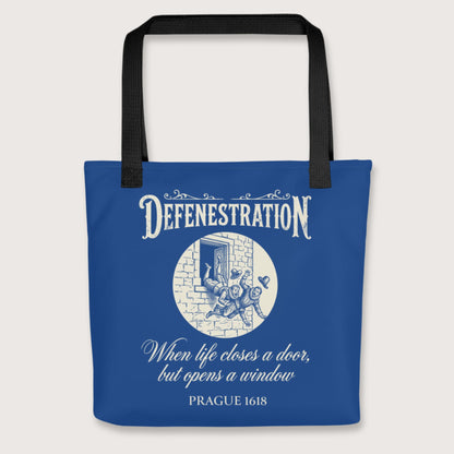 Black Defenestration When Life Closes A Door But Opens A Window Bag - history buff gift by HistoHead