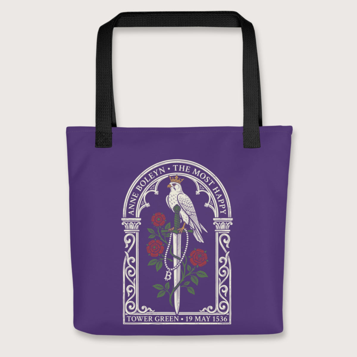 Black Anne Boleyn Falcon Bag - history buff gift by HistoHead