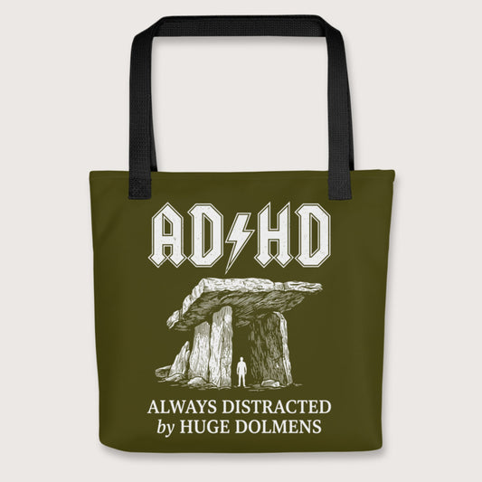 Black Always Distracted by Huge Dolmens Bag - history buff gift by HistoHead