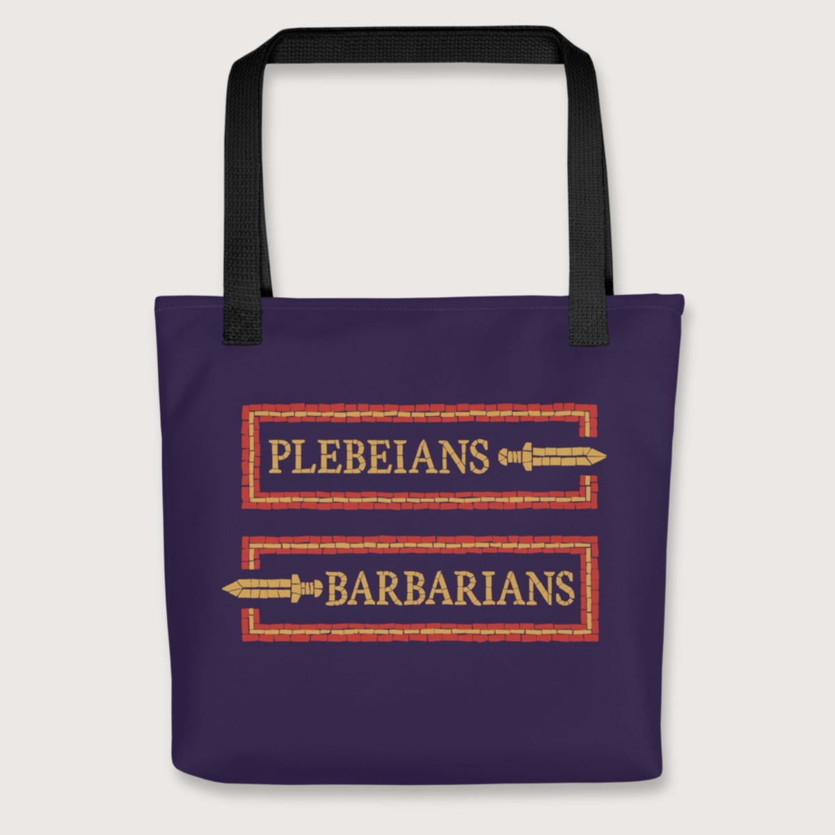 Black Mosaic Plebeians or Barbarians Bag - history buff gift by HistoHead