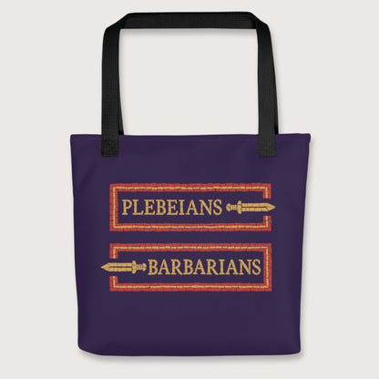 Black Mosaic Plebeians or Barbarians Bag - history buff gift by HistoHead