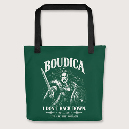Black Boudica I Don't Back Down Bag - history buff gift by HistoHead