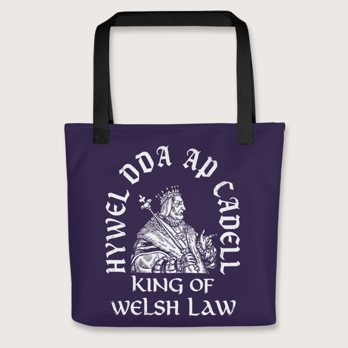 Black Hywel Dda King of Welsh Law Bag - history buff gift by HistoHead