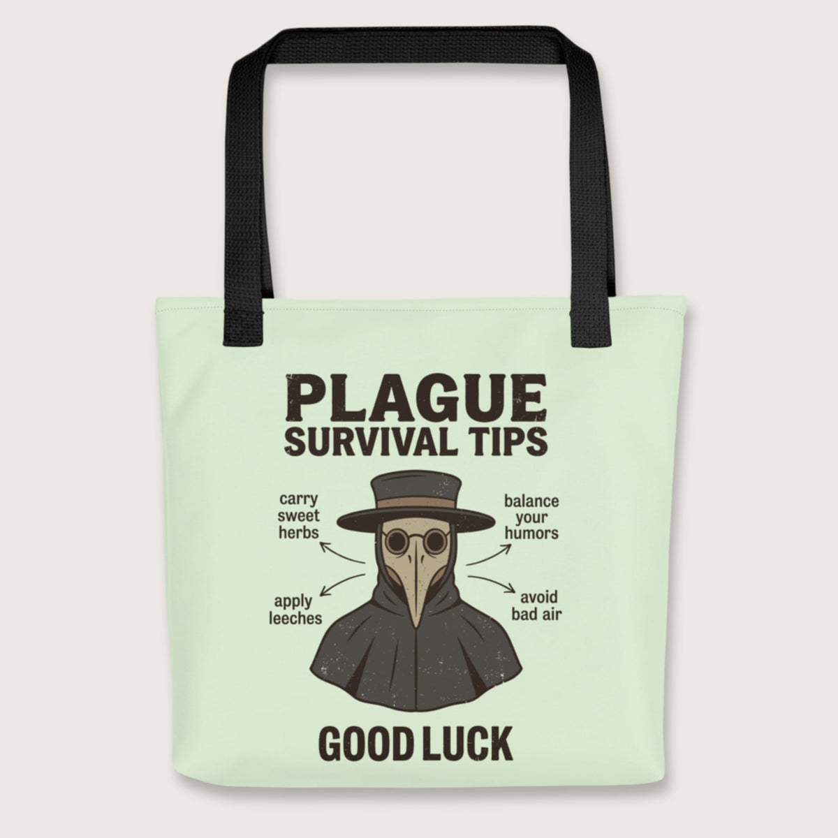 Black Plague Survival Tips Bag - history buff gift by HistoHead