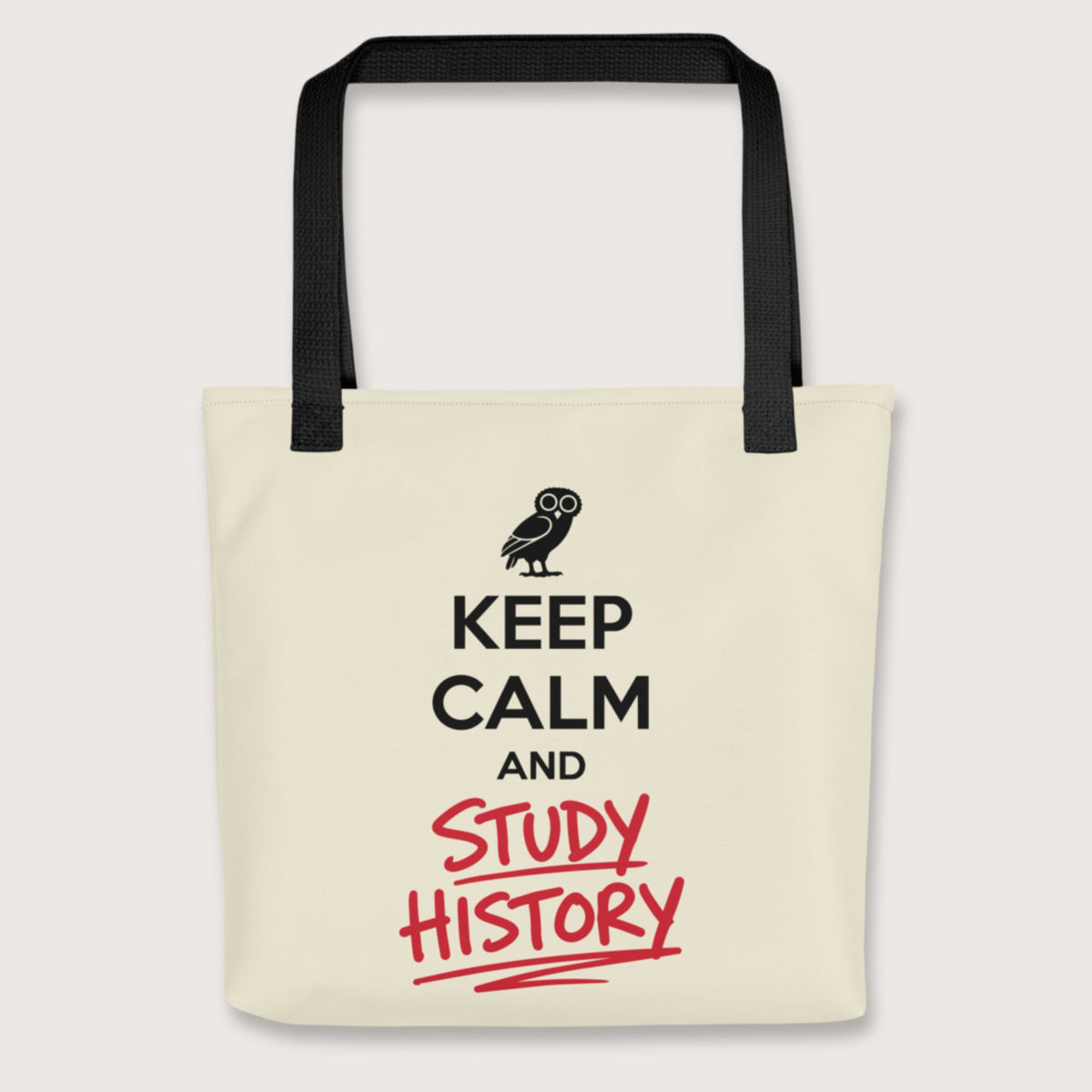 Black Keep Calm and Study History Bag - history buff gift by HistoHead