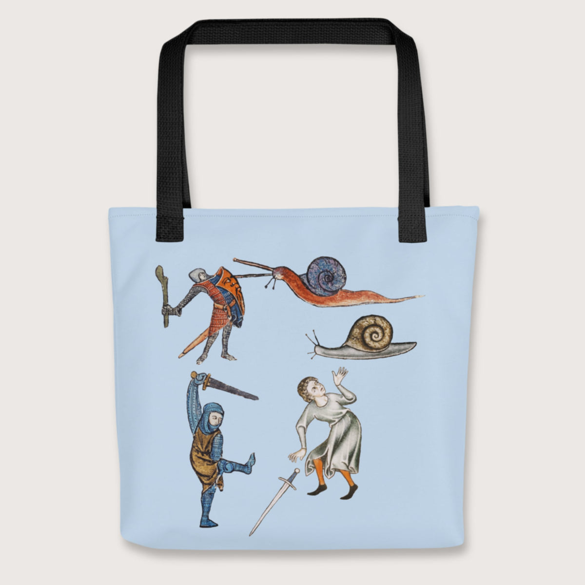 Black Medieval Marginalia Snail Enemy Bag - history buff gift by HistoHead